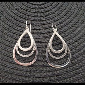 Silpada Triple Teardrop Dangle Earrings 925 Sterling Silver
